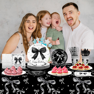 Assiettes, serviettes, gobelets, nappes et décorations noires en gros pour anniversaires de filles, mariages et fêtes - Product Image 4