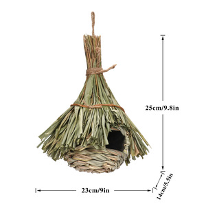 Nido de pájaro de hojas de bambú tejido a mano, <span class=keywords><strong>casa</strong></span> de pájaro colgante de paja transpirable para jardín de infantes, diseño de entorno DIY, mascotas de jardín - Product Image 5