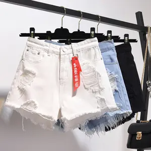 Summer Tassel Ripped Denim Shorts Schwarz Weiß Blau Skinny High Waisted Casual Für Frauen Hole Jeans Short C12957