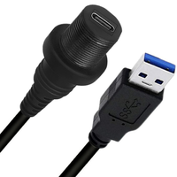 Câble USB 3.1 Type C coaxial torsadé mâle-femelle étanche pour montage encastré sur tableau de bord de voiture personnalisé