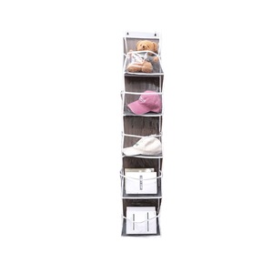 Hanging Closet Organizer With Hooks White Non-Woven Fabric Multi-Purpose Storage Bag For Toys And Clothes Door Wall Mount - Product Image 5