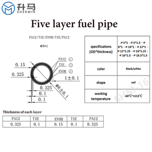 ท่อเชื้อเพลิงไนล่อน PA12แบบยืดหยุ่นห้าชั้นพร้อมขั้วต่อแบบตรงสีดำ/ขาวสำหรับชิ้นส่วนเครื่องยนต์รถยนต์ใหม่ - Product Image 5