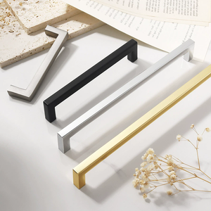Gagang Kabinet Persegi Hitam <span class=keywords><strong>Matte</strong></span> 32MM 64MM, Tarikan Pintu Lemari Panjang - Product Image 2