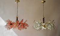 Lustre en verre de Murano élégant et romantique de style français, luminaire suspendu de luxe en forme de lotus pour restaurant, salon, exposition, hall d'entrée, décoration
