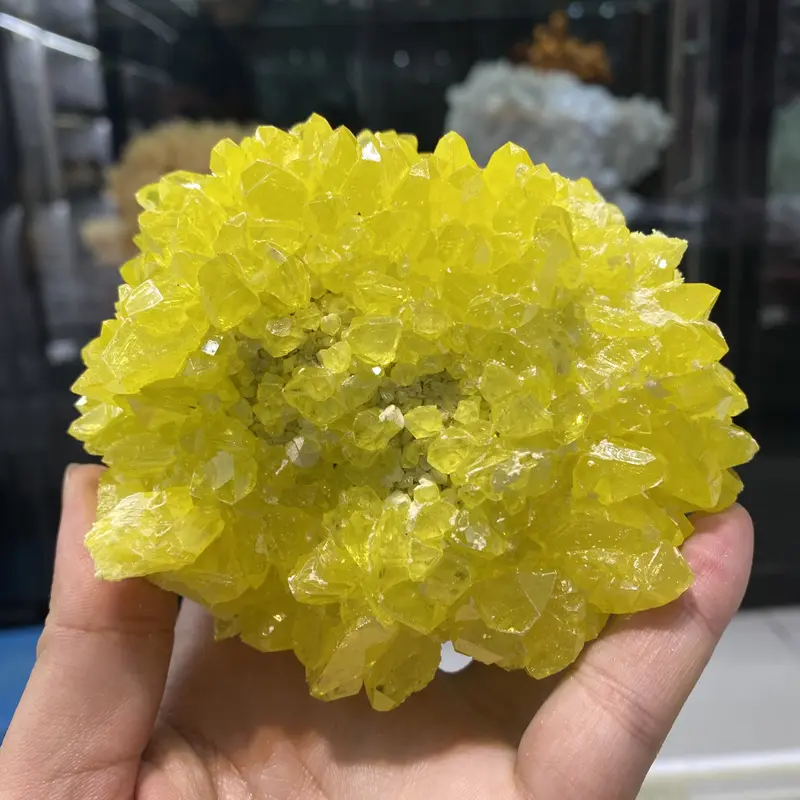 wholesale hot Natural rough stone crystal cluster raw rough yellow bulk native sulfur solid rock sulfur for home decoration