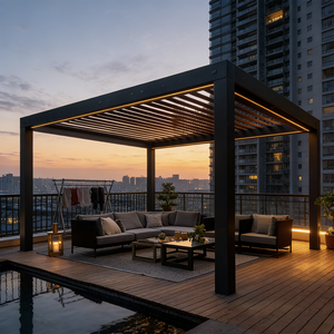 Pergola de jardin de luxe en aluminium, vente directe usine, pergola autoportante d'extérieur, pergola motorisée à lames orientables, auvent. - Product Image 1