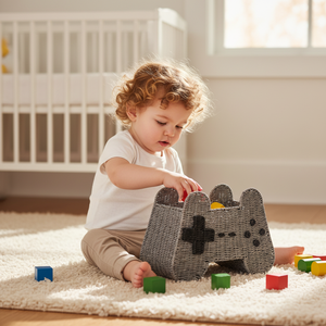 Paniers <span class=keywords><strong>de</strong></span> rangement suspendus modernes faits à la main en corde <span class=keywords><strong>de</strong></span> papier, design manette <span class=keywords><strong>de</strong></span> jeu, pour chambre gamer, écologiques - Product Image 5