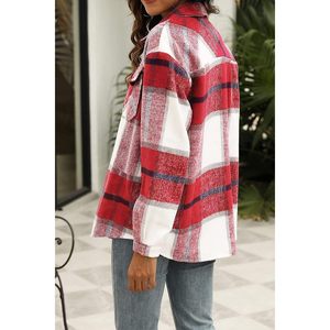 Womens <b>Flannel</b> Shacket Plaid Button Down Long Sleeve Utility <b>Jacket</b> Autumn Winter Outfits - Product Image 3
