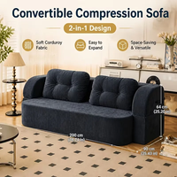 Vakuumverpacktes Sofa 3-Sitzer Große Größe Samt-Stoff Entspannungs-Couch Volumenreduzierte Versandlösung