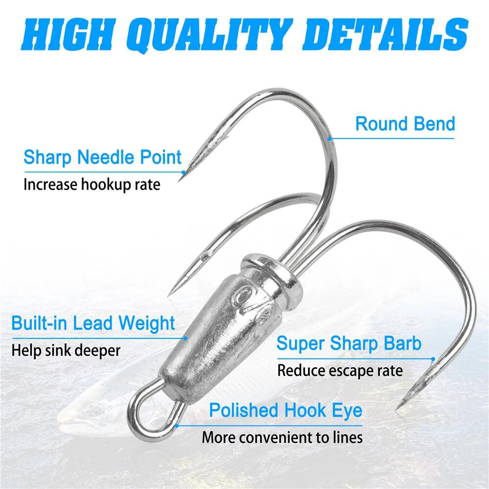 Nagging Hooks Weighted Treble Hooks Large Treble Bunker Hook for Salmon  Bass Fishing Hooks 30g 40g 60g 80g| Alibaba.com