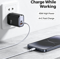 Chargeur mural rapide double port PD 45W USB-A + Type-C, adaptateur secteur de voyage avec prise UE pour téléphone portable, ordinateur portable, écouteurs – Vente en gros OEM