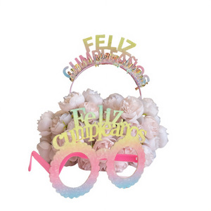 ชุดแว่นตาคาดศีรษะวันเกิดลายฮันนี่แอนด์สวีทเนส อุปกรณ์ประกอบฉากปาร์ตี้อะคริลิกสำหรับการเฉลิมฉลองวันเกิดแบบสเปน - Product Image 2