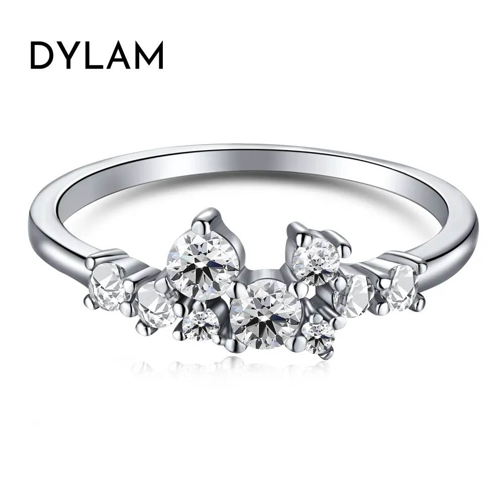 Dylam bridal jewelry simple zircons sterling silver 925 fine polishing wedding party ring promised engagement rings