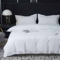 Ensemble de literie 4 pièces en microfibre 300 fils, blanc, pliable, lavable en machine, pour maison et hôtel, tailles Queen et King (housse de couette, drap-housse, taies d'oreiller)