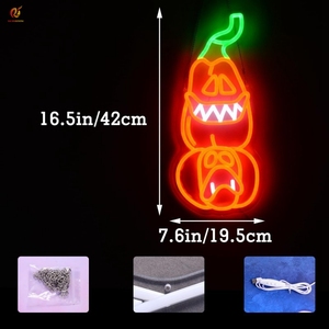 RICHSHINING Decoración de Pared con Calavera del Día de Muertos Mexicano, Luz LED de Neón, Araña Fantasma, Letrero de Neón RGB Regulable para Fiesta de Halloween - Product Image 5