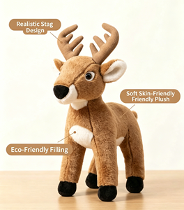 Peluche de Ciervo Personalizado, Peluche Realista de <span class=keywords><strong>Alce</strong></span> de Pie, Muñeco de Peluche de Ciervo <span class=keywords><strong>del</strong></span> Bosque con Logotipo Personalizado, Regalo para Niños, Decoración <span class=keywords><strong>del</strong></span> Hogar - Product Image 2