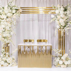Nuevo Gazebo <span class=keywords><strong>de</strong></span> Acero Inoxidable Dorado para Bodas, Decoración <span class=keywords><strong>de</strong></span> Fondo, Soporte Metálico para Chuppah - Product Image 3