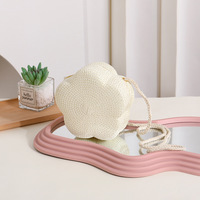 Sac à bandoulière en paille tressée motif floral pour l'été 2025 – Petit sac à fermeture éclair pour filles, idéal pour les vacances à la plage