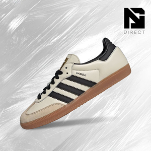 Adidas Wmns OG 'Cream White Sand Strata' Baskets de sport en cuir rayées crème et noir, à lacets, respirantes, style marche - Product Image 1