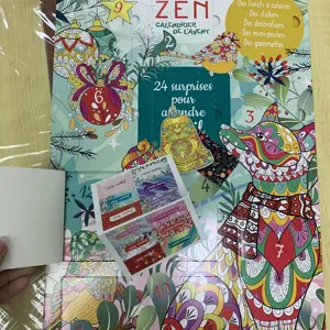 Recién llegado, personalizado, alta calidad, venta al por mayor, papel de arte, Navidad, 24 copias, libro, calendario de Adviento