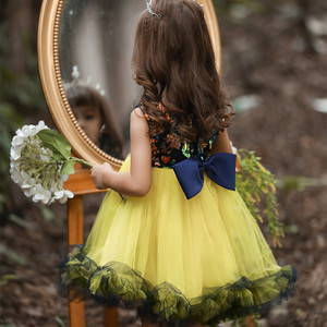 Childrens <b>Sequined</b> Tulle Dress O-Neck A-Line Princess Flower Girl Dress For Girls Yellow Green Blue Pink <b>Red</b> - Product Image 2