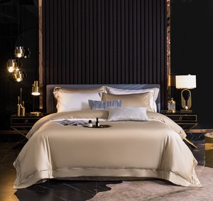 Lusso all'ingrosso 4 pezzi design tinta unita 1200 tc cotone copripiumino bianco e lenzuolo piatto con due federe set biancheria da letto - Product Image 3