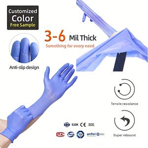 ถุงมือตรวจโรคไนไตรล์สีฟ้าอ่อน 510K AQL 1.5 เกรดอาหาร ใช้แล้วทิ้ง ปราศจากแป้ง ปราศจากน้ำยาง หนา 3-6 <span class=keywords><strong>ม</strong></span>ิล กระบวนการเคลือบสองชั้น - Product Image 3
