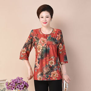 <strong>Women</strong> Spring Summer Style Chiffon <strong>Blouses</strong> Shirt <strong>Women</strong> Half Sleeve Tops Grandma Clothing Stretch <strong>Middle</strong> <strong>Age</strong> Mother <strong>Blouse</strong> - Product Image 3