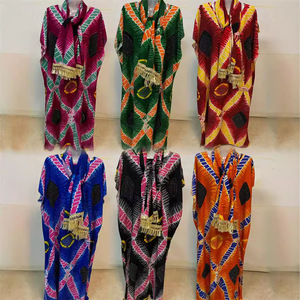 All'ingrosso Dubai caftano per le <span class=keywords><strong>donne</strong></span> musulmano Hijab abito con stampa africana formato libero poliestere abbigliamento islamico - Product Image 3