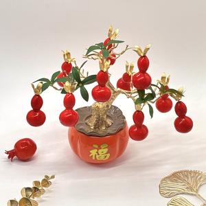 Décoration d'<span class=keywords><strong>arbre</strong></span> de kaki artificiel de style chinois, ornement de bonsaï fruit de la chance doré pour la maison, le bureau, la présentation de festival, ou comme cadeau - Product Image 2