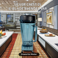 Blender Transparent Silver Crest 2L avec 8 Lames en Acier Inoxydable et Gobelet Blender Fufu, Presse-Agrumes en Plastique, Pot de Rechange