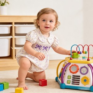 Vêtements pour bébé personnalisés à smocks, tenue florale pour bébé, smocks en coton, marque privée OEM ODM, barboteuse d'été à manches courtes pour bébé - Product Image 3