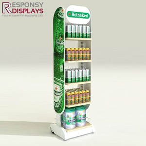 Estante de exhibición de metal independiente para supermercado minorista con niveles de piso y soporte para bebidas - Product Image 6