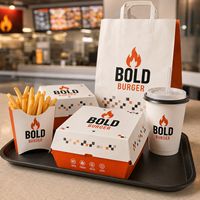 Fabricant de contenants jetables en carton pour emballages alimentaires personnalisés avec logo pour hamburgers, ailes de poulet, frites, pour les marques de livraison à emporter