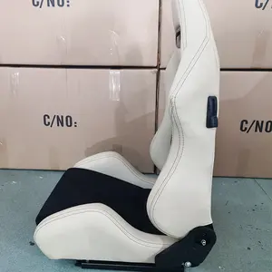 EDDYSTAR Thickened Wear-resistant And Dirt-resistant White Leather Racing Seat And Black Alcantara For All Car