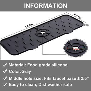 Tapis anti-éclaboussures en silicone pour <span class=keywords><strong>robinet</strong></span> de cuisine, auto-drainant, pliable et réglable, protection de comptoir d'évier, collecteur d'eau et tapis anti-goutte - Product Image 2