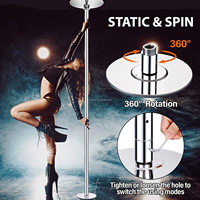 Barre de danse chromée 2 en 1, barre statique rotative amovible pour entraînement à domicile