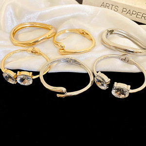 Fashion Wholesale Multi-styles Alloy <b>Crystal</b> Rhinestone Adjustable Minimalist Open <b>Bracelet</b> Bangles for Women - Product Image 1