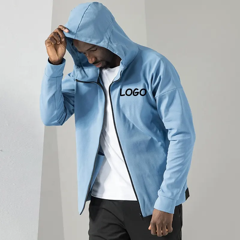 Dropshipping Thiết Kế Tùy Chỉnh Riêng Logo Nhãn Hiệu Riêng Nam Hoạt Động Đường Phố Mặc Zip Up Hoodie Mùa Đông Người Đàn Ông Chạy Áo Khoác