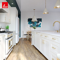 Armoires de cuisine Alland modulaires, escamotables, en bois massif, écologiques, entièrement assemblées, blanc nacré, avec organisateur de robinets européen