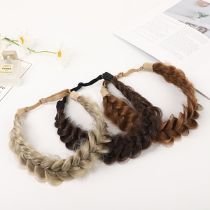 Trecce a tre fili intrecciate a mano soffice cerchietto alto a forma di teschio con pasta fritta allargata a forma di trecce fascia per la testa - Product Image 3