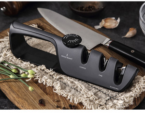 Aiguiseur de couteaux réglable avec roues en tungstène et céramique pour cuisine, camping en plein air, couteaux à lame fixe et ciseaux de chasse - Product Image 1