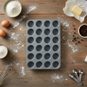 <span class=keywords><strong>Moule</strong></span> à muffins en <span class=keywords><strong>silicone</strong></span> gris 24 cavités, antiadhésif, qualité alimentaire, pour <span class=keywords><strong>mini</strong></span>-cupcakes, muffins, biscuits - Product Image 5