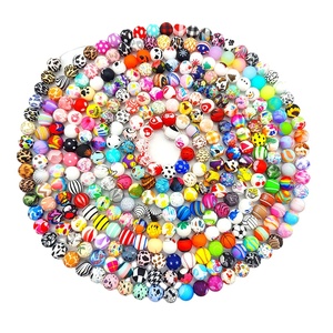 Perles en silicone souple sans BPA de 15 mm, perles en PVC imprimées avec des animaux, perles focales pour la fabrication de stylos, vente en gros, perles en vrac - Product Image 1