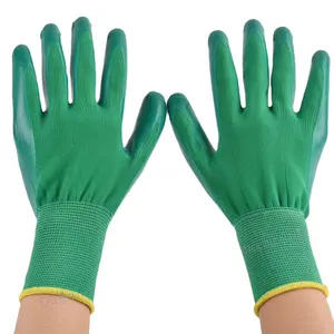 Guantes de trabajo de nitrilo industrial para trabajadores de la construcción, guantes resistentes de nailon de calibre 13 de alta calidad