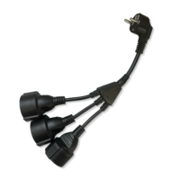 Cable de Extensión de Corriente CA para la UE, de 1 a 3 Tomas, Enchufe Schuko Tipo F, Cable de PVC de 0.35m, 250V 16A, para Uso con Computadora