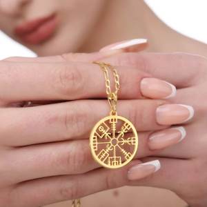 Nouveau Design Minimaliste Viking Boussole Collier Hypoallergénique En Acier Inoxydable Étanche Or Veg <span class=keywords><strong>Visir</strong></span> Pendentif Collier Bijoux - Product Image 2
