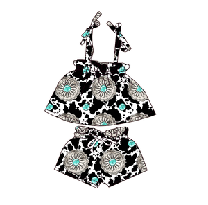 Set Canotta Estiva per Bambine <span class=keywords><strong>con</strong></span> Stampa Western, in Seta di Latte Traspirante, Elegante e Casual, Outfit per <span class=keywords><strong>Bambini</strong></span> - Product Image 3