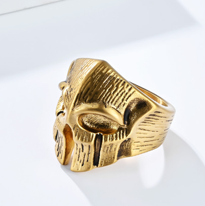 <span class=keywords><strong>Anillo</strong></span> de acero inoxidable para hombre hecho en fábrica de Yiwu, chapado en oro de 18 quilates, Calavera Spartan Warrior, moda Vintage, diseño de Hip Hop negro para hombres - Product Image 3