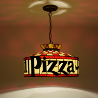 Lámpara Colgante de Techo Estilo Tiffany Personalizada para Restaurante de Pizza, Lámparas Colgantes de Techo Retro para Restaurante